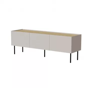 TV spintelė Cama Meble FELLINI 150x40x52 cm, kašmyro spalvos rėmas, aliejumi įtrinto ąžuolo viršus