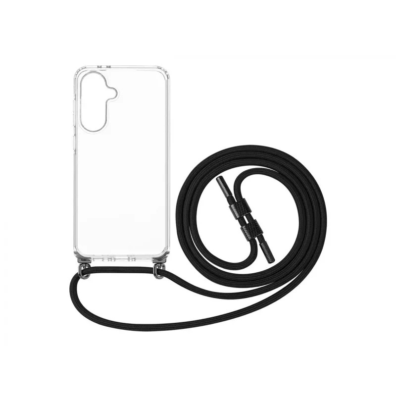 Telefono dėklas FIXED, skirtas Samsung Galaxy A36 5G — Fixed Pure Neck Case TPU, juodas, suderinamas su kaklo dirželiu