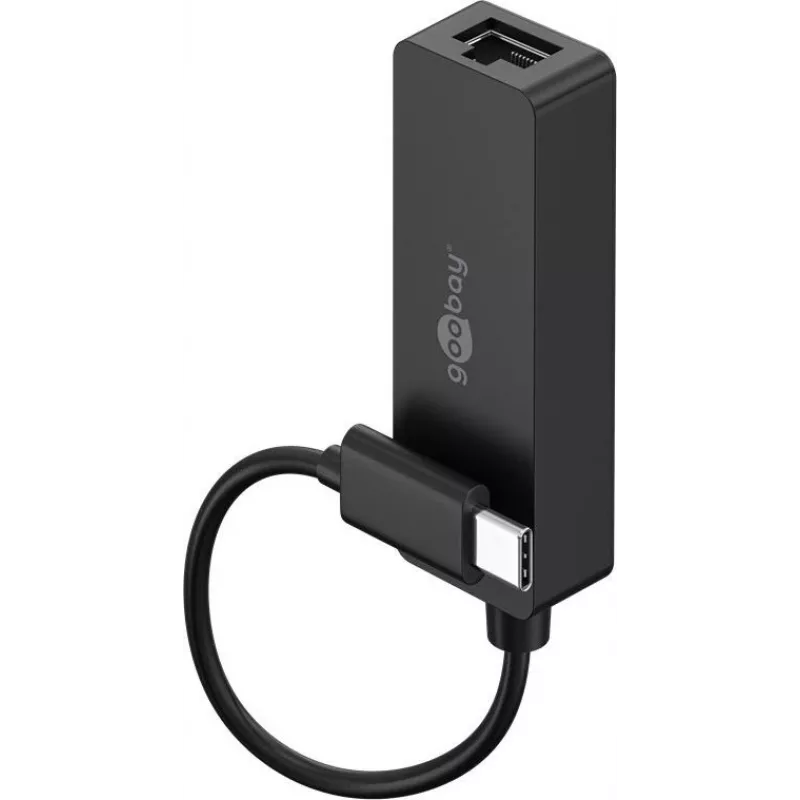 Goobay USB-C–Ethernet adapteris, juodas – skirtas kompiuteriui arba „Apple MacBook“ prijungti prie tinklo (76579)