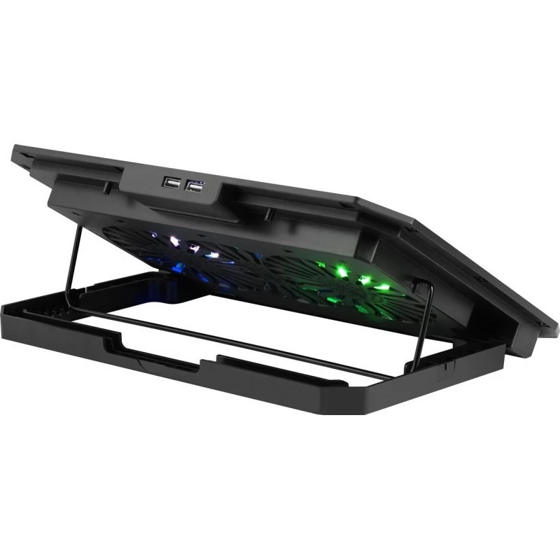 Nešiojamojo kompiuterio aušinimo padėklas DEFENDER NS-510 su 2 ventiliatoriais, 2 USB prievadais ir RGB apšvietimu