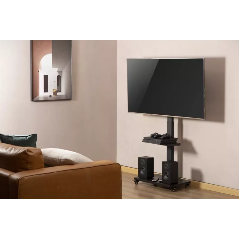 Gembird TVS-75S-02 TV grindų stovas su ratukais, 37 - 75, juodas