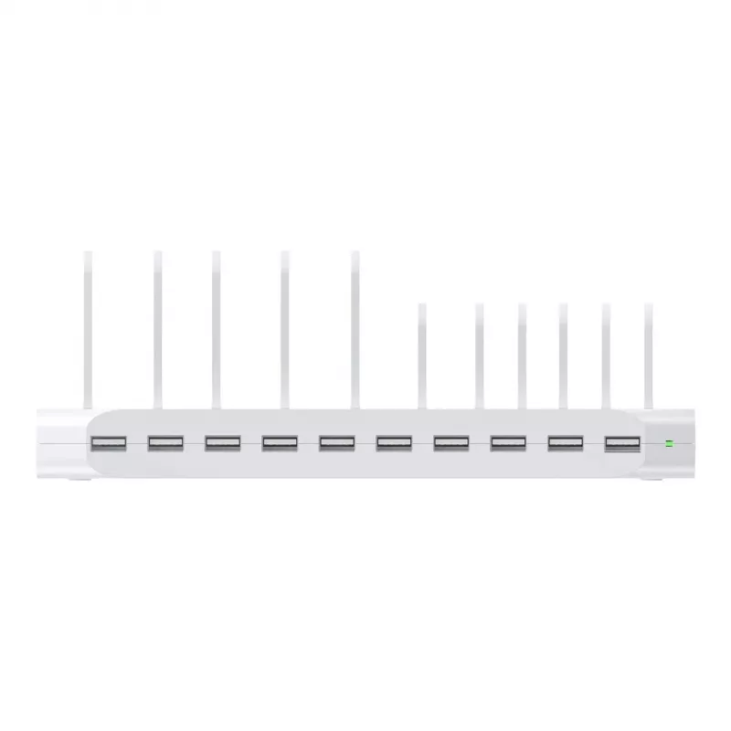 Unitek įkrovimo stotelė 10X USB 2.4A 60W balta