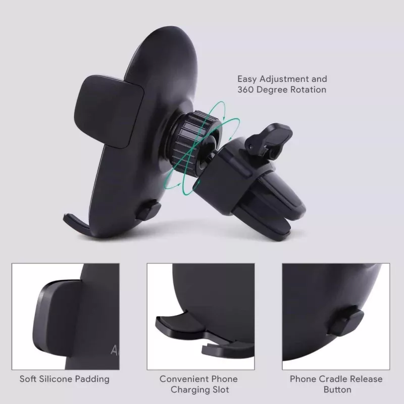 Telefono laikiklis Aukey HD-C48 reguliuojamas 360° išmaniesiems telefonams ir mažiems planšetiniams kompiuteriams, spaustuko tvirtinimas, pasukama ranka