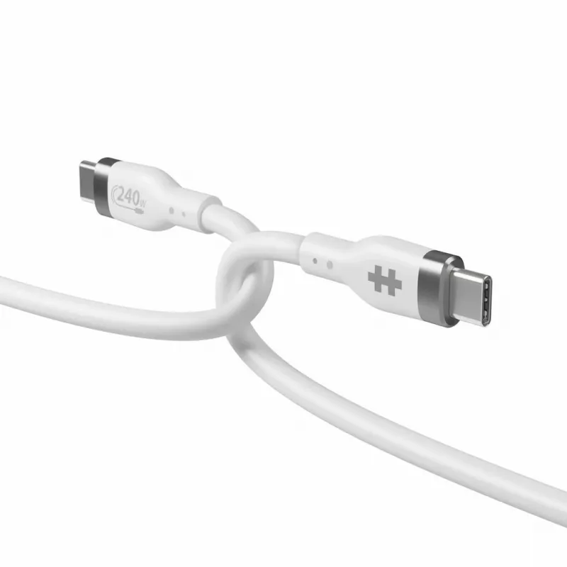 HYPER HyperJuice 240W Silikoninis USB-C į USB-C laidas (3 pėdos/1 m) - Baltas