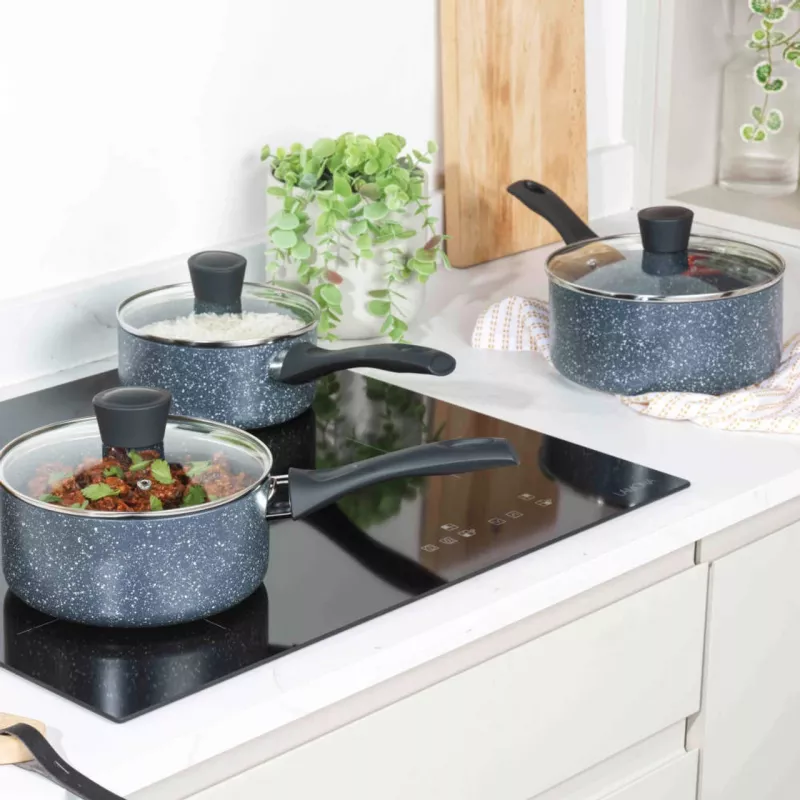 Puodų rinkinys Russell Hobbs Nightfall Stone 3 dalių 16/18/20 cm neprideganti danga