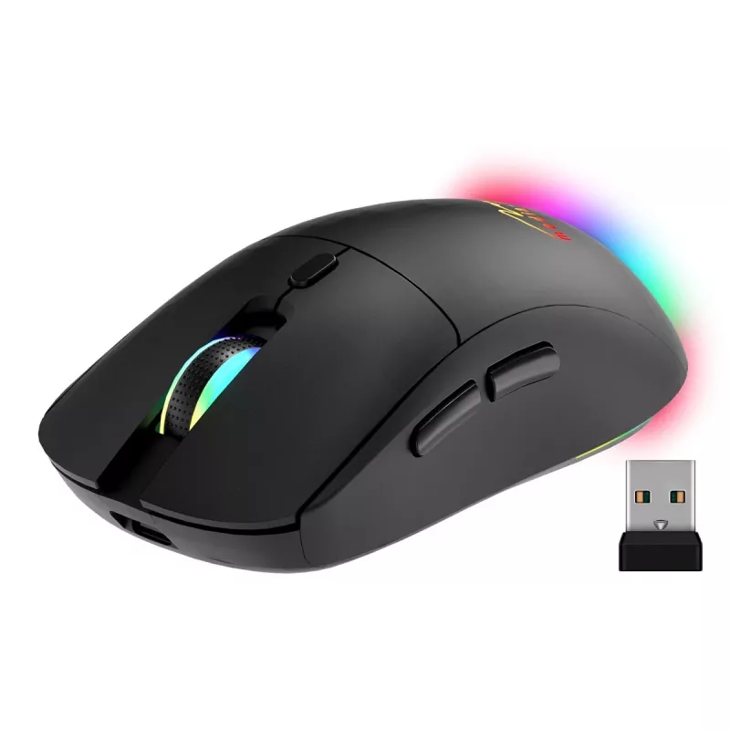 Belaidė pelė MEDIA-TECH MT1124 BT/RF Silent & Recharge — abiem rankoms tinkama, 3200 DPI, Bluetooth + 2,4 GHz USB, 6 mygtukai, įkraunama