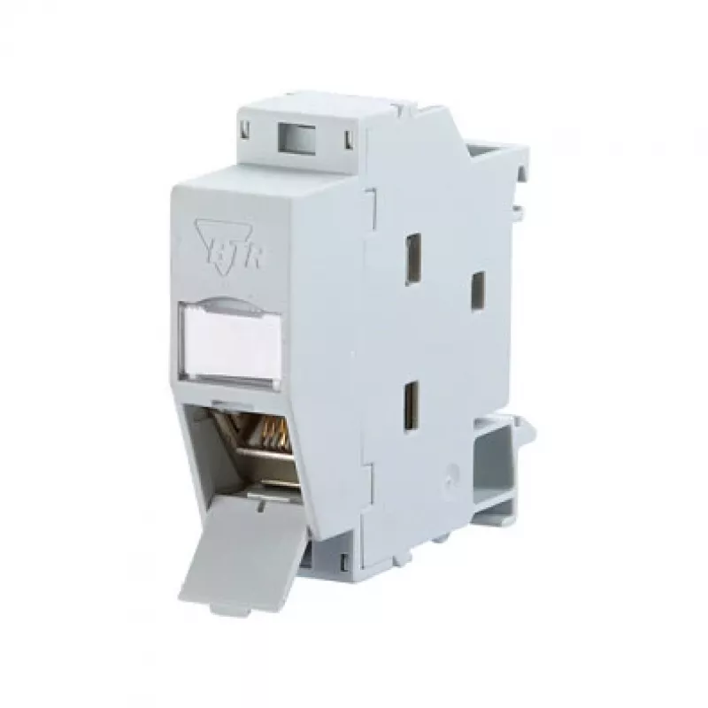 METZ CONNECT REGplus IP20 E-DAT modulis, CAT 6A lizdas DIN bėgiui TH35, pilkas