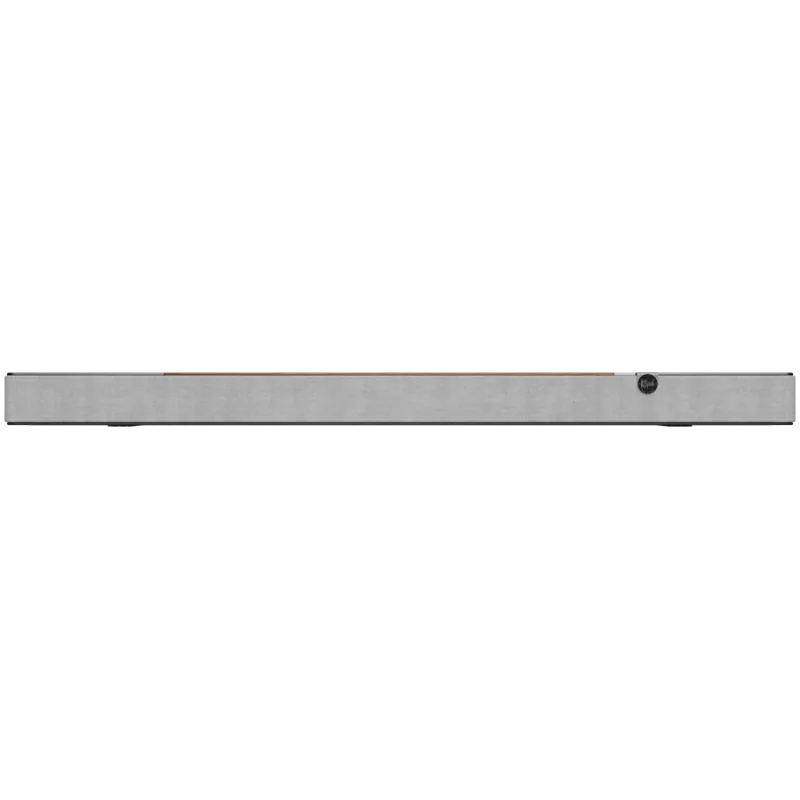 Garso juostos garsiakalbis KLIPSCH 1073541 — 3.1.2 kanalai, 100 W RMS, įmontuotas žemų dažnių garsiakalbis, pilka/riešutmedžio spalva