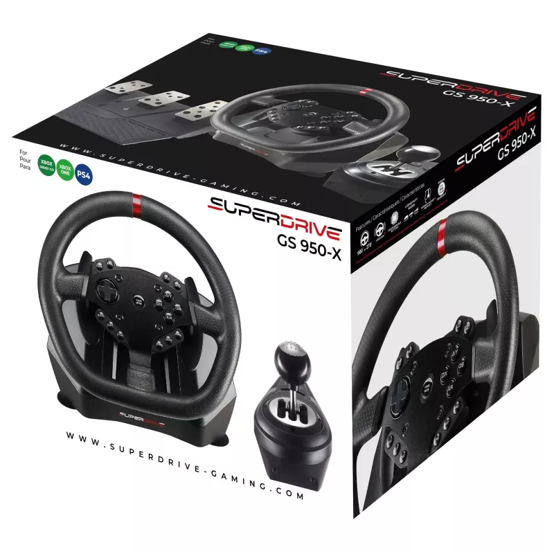 No name Subsonic Superdrive GS 950-X lenktynių vairas – suderinamas su PC, PS4, Xbox One, Xbox Series X/S