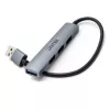 USB šakotuvas Unitek H1208A — 4 prievadai (1 × USB 3.2 Gen 1 Type-A, 3 × USB 2.0), aliuminio korpusas, pilka, 0,20 m laidas