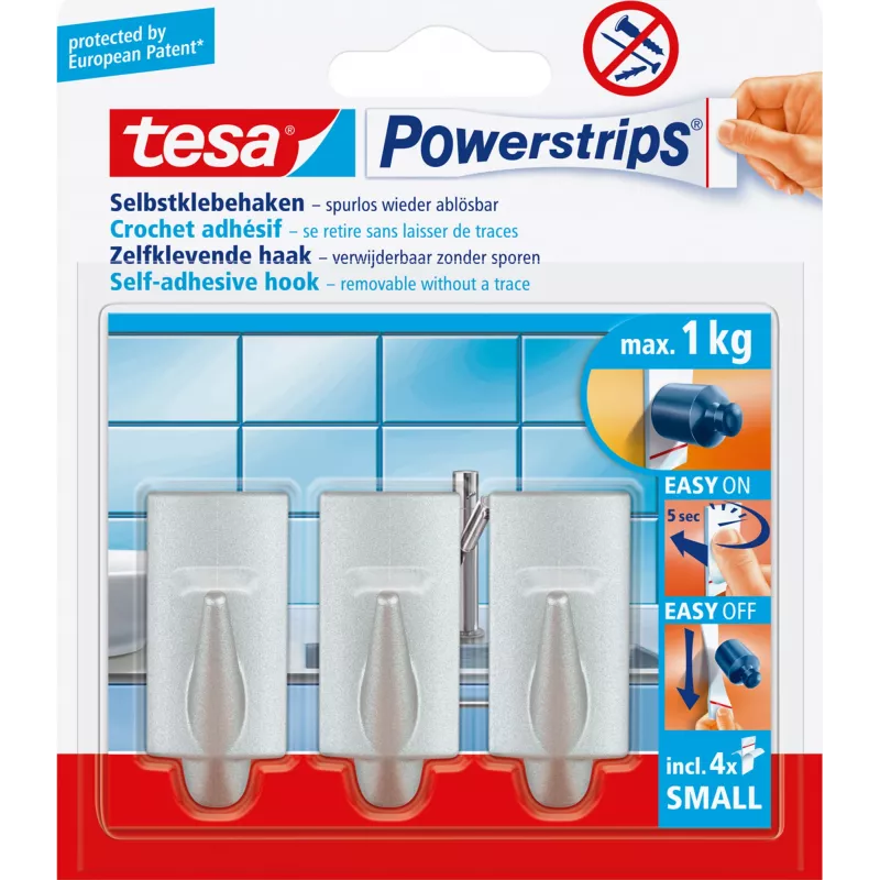 Universalus kabliukas TESA 57544-00010-03 Chrominis Vidaus 3 vnt.