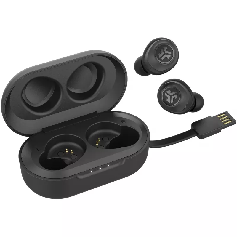 JLab JBuds Air True belaidės į ausis įdedamos ausinės USB Type-A Bluetooth juodos (IEUEBJBUDSAIRRBLK82)