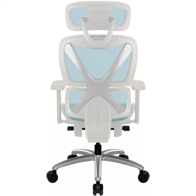 Ergonomiška biuro kėdė thunder x3 TEGC-3073102.B1 — baltos ir mėlynos spalvos apmušalai, reguliuojami porankiai, aukšta atlošas