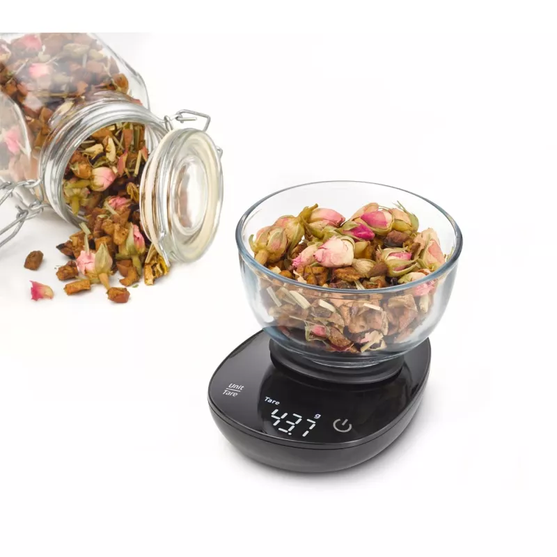 Virtuvinės svarstyklės Caso FinoCompact 03201 — 0,5 kg talpa, 1 g padala, LED ekranas, nerūdijantis plienas/juoda
