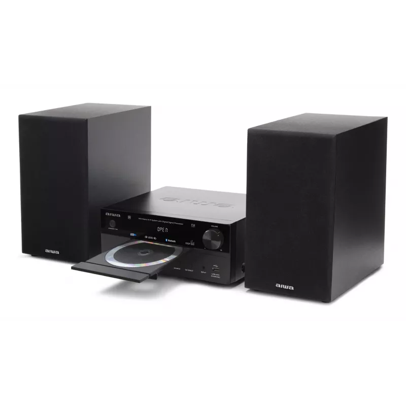 Namų garso mikro sistema Aiwa MSBTU-550 — 50 W RMS, Bluetooth 10 m, FM, LED ekranas, RCA, juoda