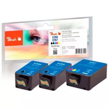 Peach PI200-587 rašalo kasetė 3 vnt. Juoda, žydra, purpurinė, geltona