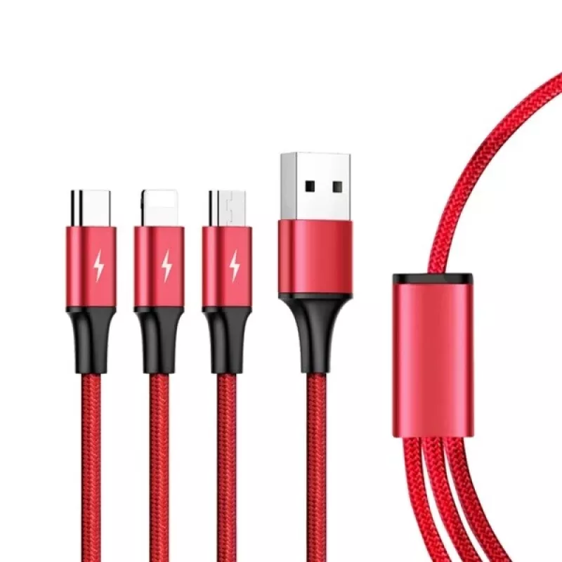 UNITEK C4049RD USB laidas 1,2 m USB A USB C/Micro-USB B/Lightning raudonas