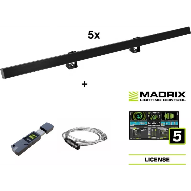 EUROLITE 5x LED PR-100/32 Pixel DMX Rail Set + Madrix programinė įranga