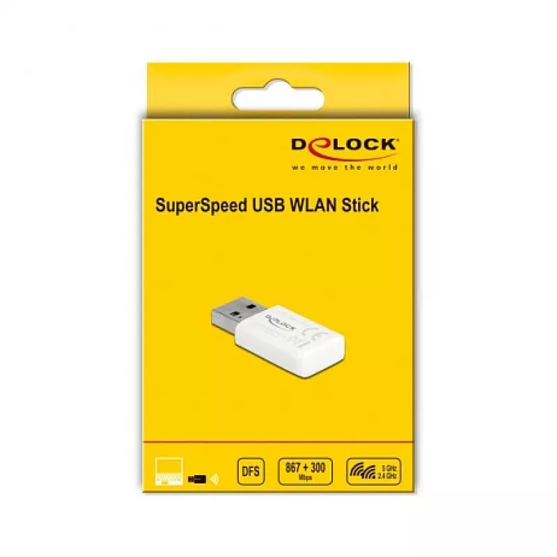 WLAN tinklo kortelė DeLOCK 12770 USB 5000 Mbit/s belaidė balta