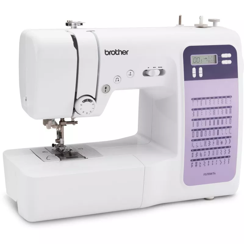 Siuvimo mašina Brother FS70WTx — 70 dygsnių raštų, LCD ekranas, 750 SPM, 5 mm ilgis, 7 mm plotis