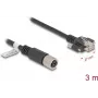DeLOCK tinklo kabelis M12 X‑koduotas 8 kontaktų lizdas į RJ45 kištuką 6A kat. 3 m juodas
