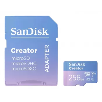 SanDisk Creator MicroSD atminties kortelė 256 GB didelis perdavimo greitis iki 190 MB/s