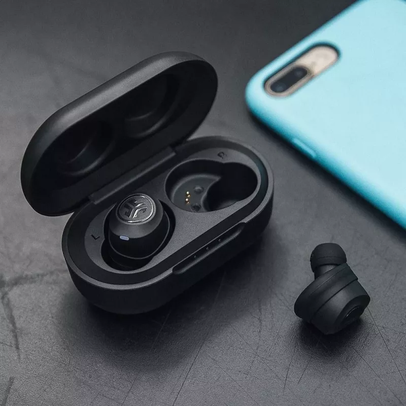 JLab JBuds Air True belaidės į ausis įdedamos ausinės USB Type-A Bluetooth juodos (IEUEBJBUDSAIRRBLK82)