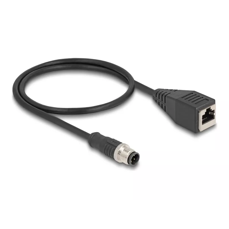 DeLOCK M12 adapterio kabelis D-koduotas 4 kontaktų kištukas į RJ45 lizdą 50 cm
