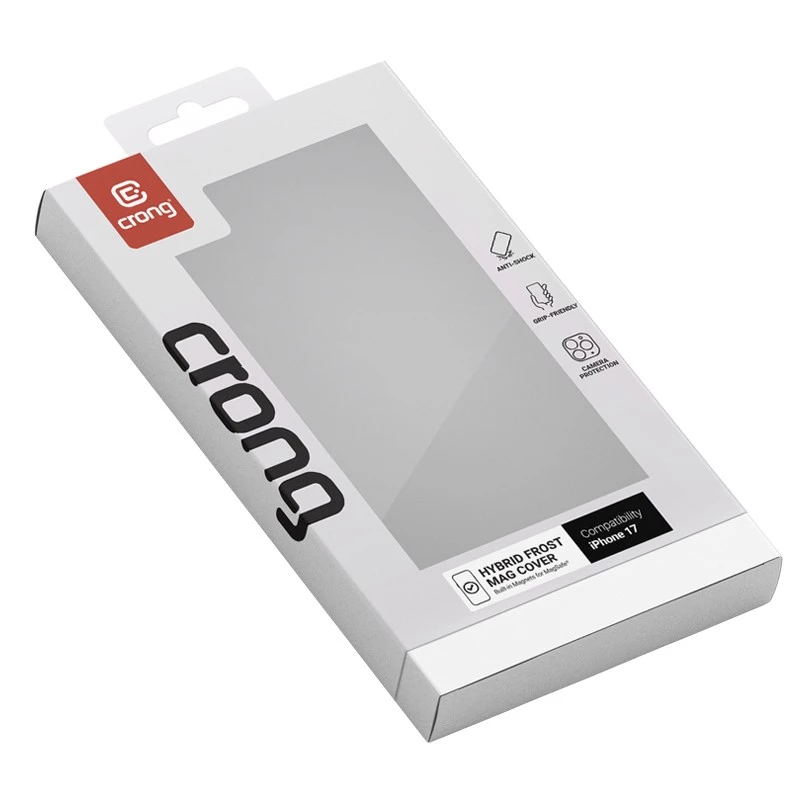 Crong Hybrid Frost MAG apsauginis dėklas iPhone 17, matinės juodos spalvos
