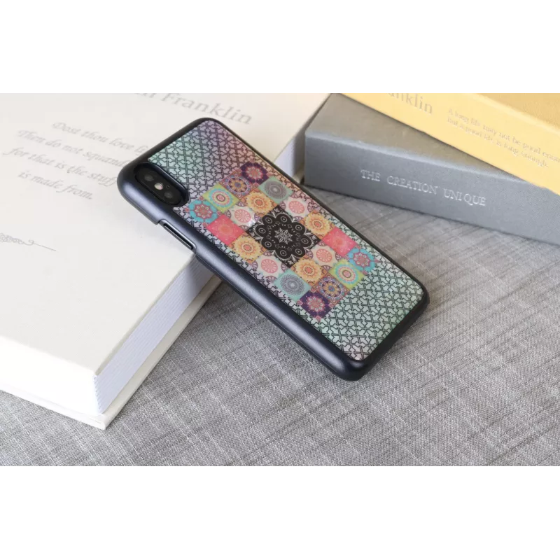 Smartphone dėklas iKins skirtas iPhone XS / XS S — Flower Garden dizainas, juodas