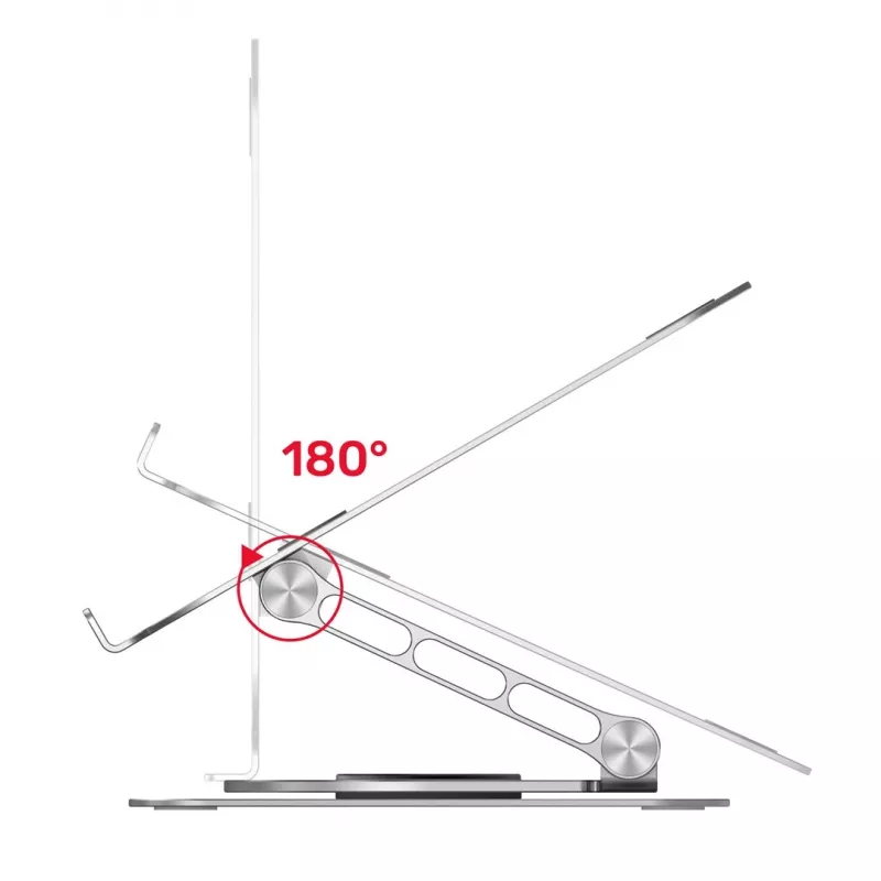 Nešiojamojo kompiuterio stovas Unitek OT180SL01 aliuminis, skirtas 25,4–40,6 cm (10–16 colių) ekranams, 360° sukiojamas, 0–180° pakreipiamas