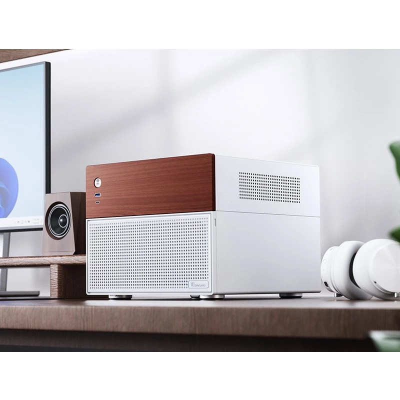 Mikro tornio kompiuterio korpusas Jonsbo N4 WHITE Mini-ITX su grūdintu stiklu