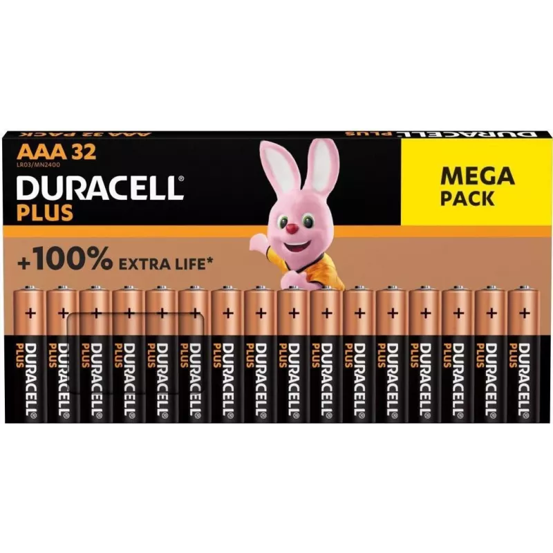 Šarminės AAA baterijos Duracell Plus 32 vnt. pakuotė (modelis 00216914) Ilgalaikė galia