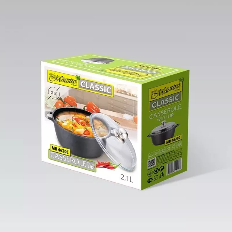 Maestro MR-4620C puodas su dangčiu 20 cm 2,1 l Juodas