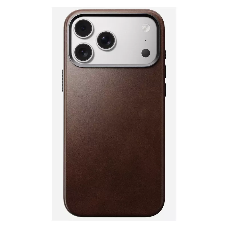 Mobiliojo telefono dėklas Nomad Traditional Leather Case, skirtas iPhone 17 Pro Max, oda / aliuminis / mikropluoštas, tinka 6,9 col. (Ruda)