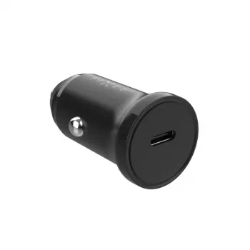 Automobilinis USB‑C įkroviklis FIXED FIXCC20N‑C‑BK 20 W, vienas USB‑C prievadas, kompaktiškas juodas, skirtas 12 V lizdui