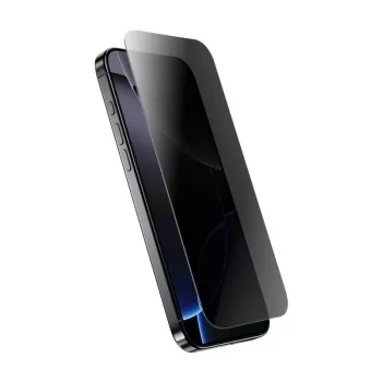 Grūdinto privatumo stiklo ekrano apsauga Crong, skirta iPhone 14/13/13 Pro — 3D lenktas kraštas