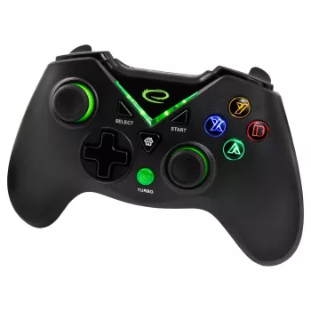 Žaidimų pultas Esperanza EGG114K laidinis USB 2.0 juodas — 12 mygtukų, 2 vairalazdės, vibracija, PC ir Xbox Series X/S/One