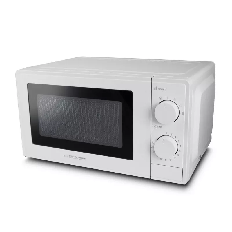 Solo mikrobangų krosnelė ESPERANZA ESTOFADO — 700 W, 20 l, 5 galios lygiai, 24,5 cm sukamoji lėkštė, balta