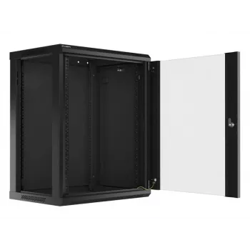 Lanberg sieninė montavimo spinta 19'' 15U 600x450mm juoda (stiklinės durys)