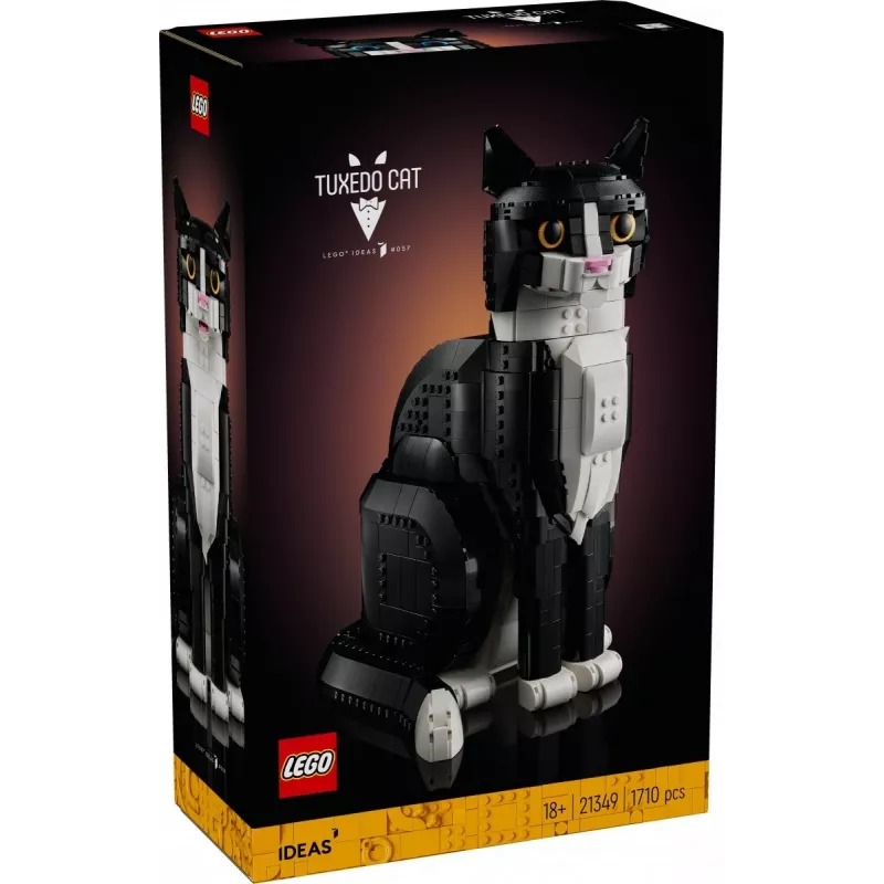 LEGO set Ideas 21349 Tuxedo Cat statybų rinkinys — kolekcinis plytų modelis, vitrininis kūrinys