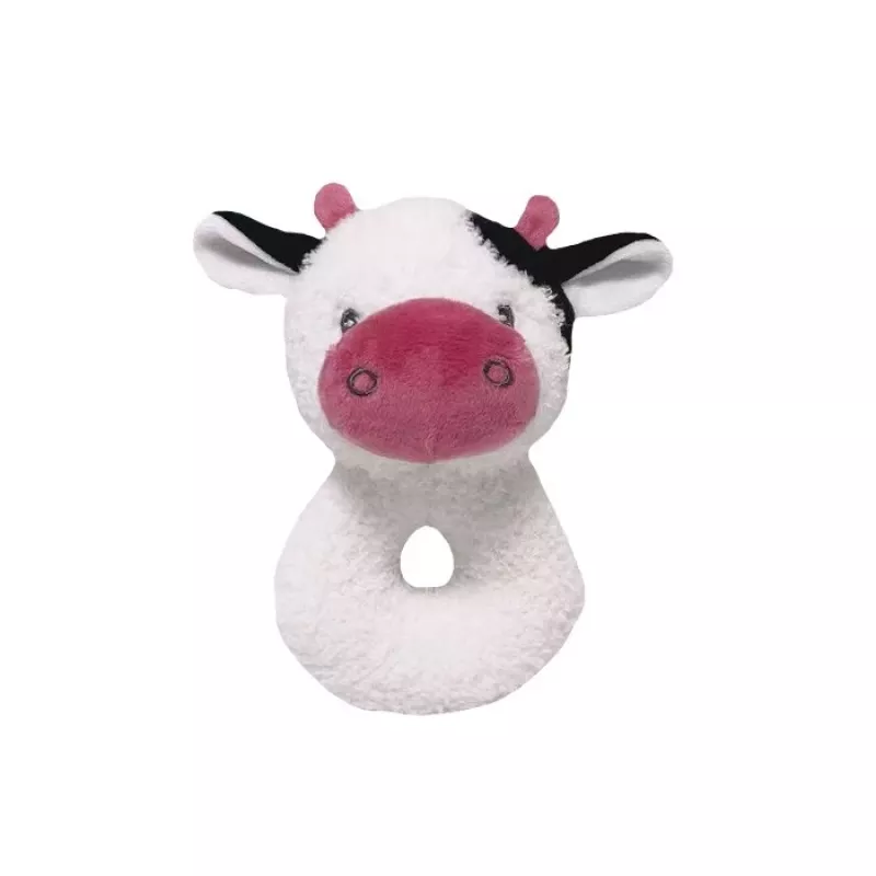 Minkštas spalvingas karvės barškutis TULILO 9497, 18 cm, kūdikių vystymosi žaislas