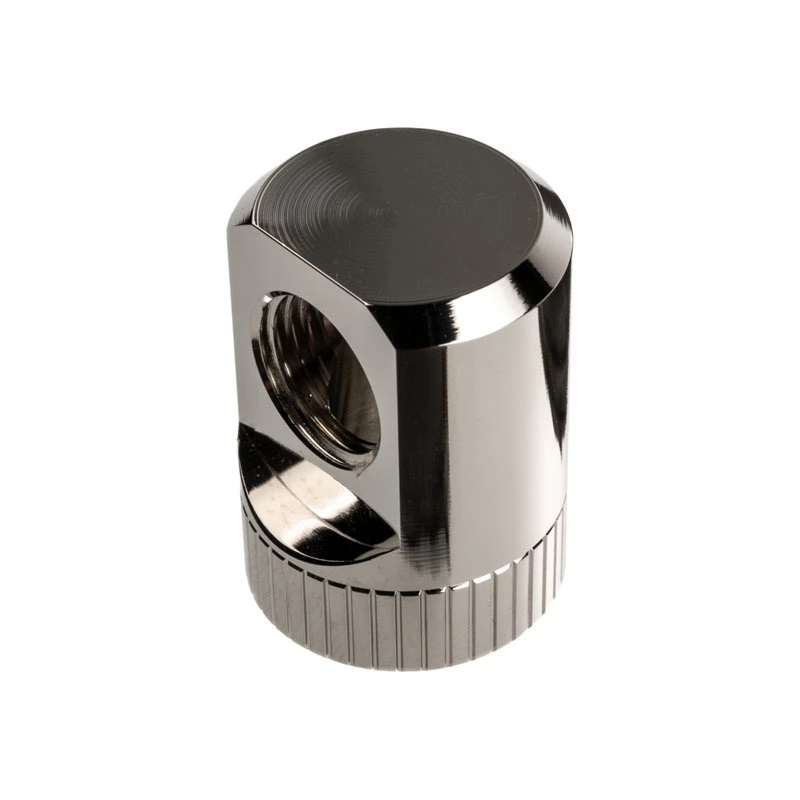 EK Water Blocks EK-Torque adapteris 90 laipsnių G1/4 colio AG į G1/4 colio IG – pasukamas, nikelis sidabrinis
