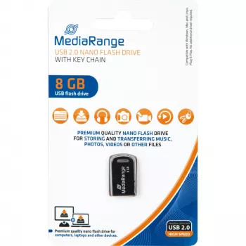 “MediaRange Nano” – USB atmintukas – 8 GB – USB 2.0 – juoda (MR920)
