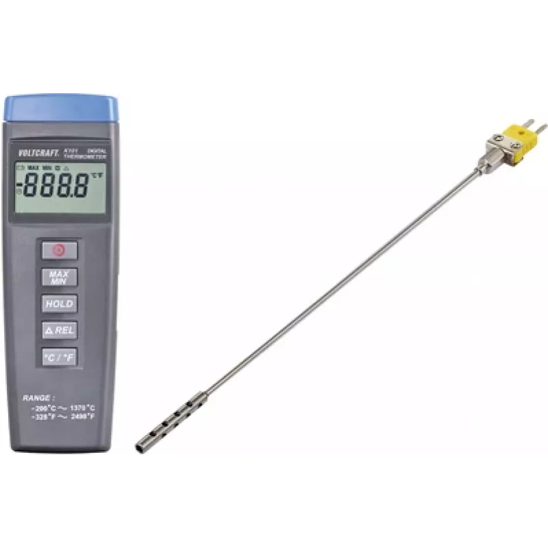 VOLTCRAFT K101 + TP 201 temperatūros matavimo prietaisas -200 iki +1370 °C Tipo K zondas