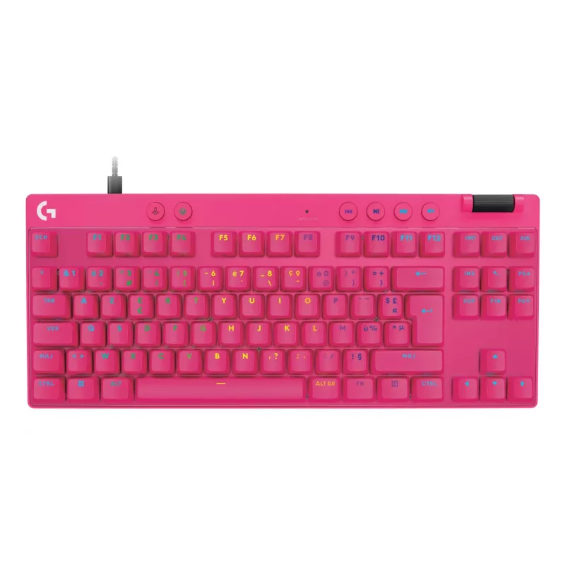Žaidimų klaviatūra Logitech G 920-013249 USB AZERTY prancūziška rožinė be skaitmenų dalies