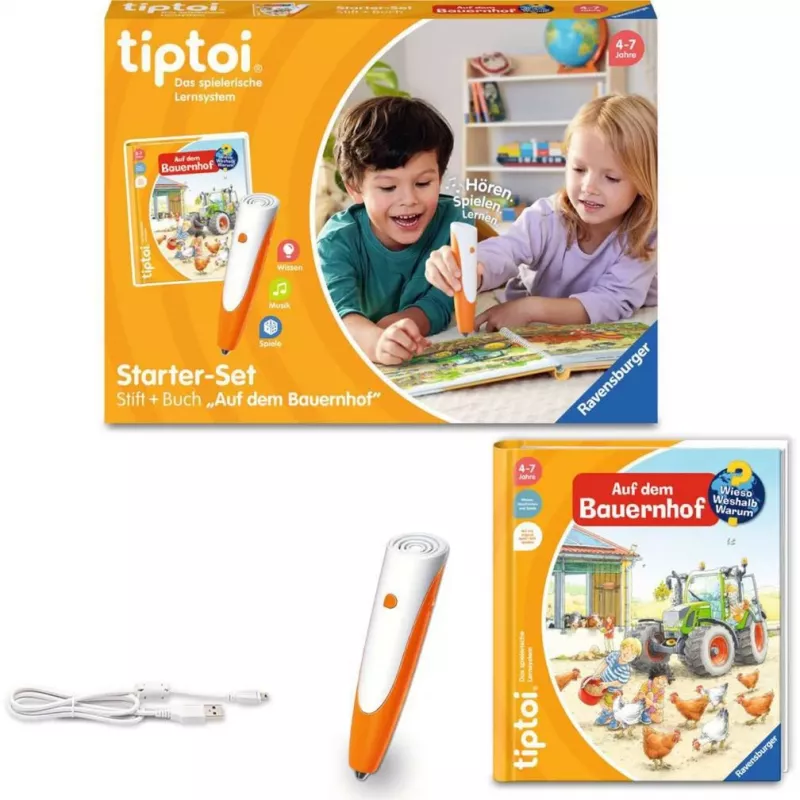 tiptoi Starter-Set: Why? How? What For? On the Farm, Learning Book pin and picture book