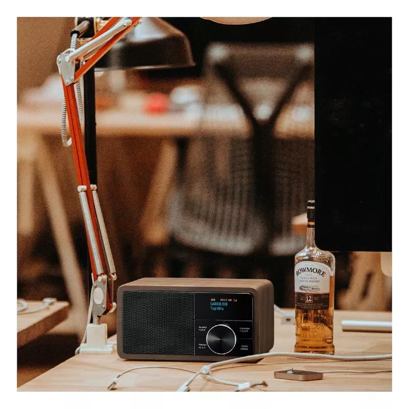 Radijas Sangean DDR-7 Dark Wood FM/AM su Bluetooth — kompaktiškas stalinis imtuvas su medžio apdaila