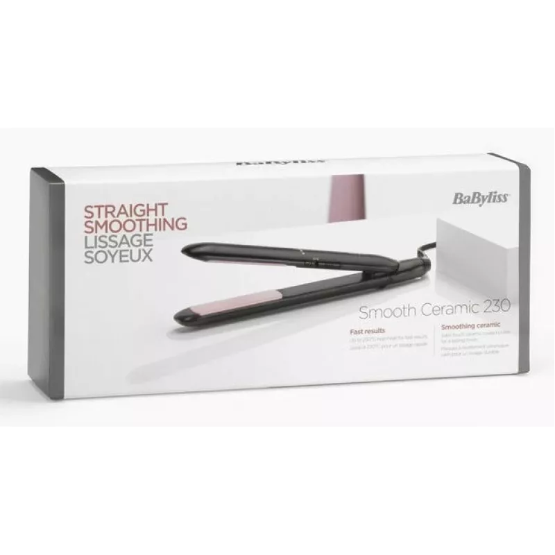 Tiesinimo žnyplės BaByliss CERAMIC 230 — Keraminės plokštelės, 2 šilumos lygiai, 1,8 m laidas, juodos