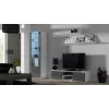 TV staliukas cama meble SOHO 140 — 1400×430×370 mm, baltas viršus, medžio drožlių plokštė, baltas rėmas, baltos/pilkos spalvos blizgesys